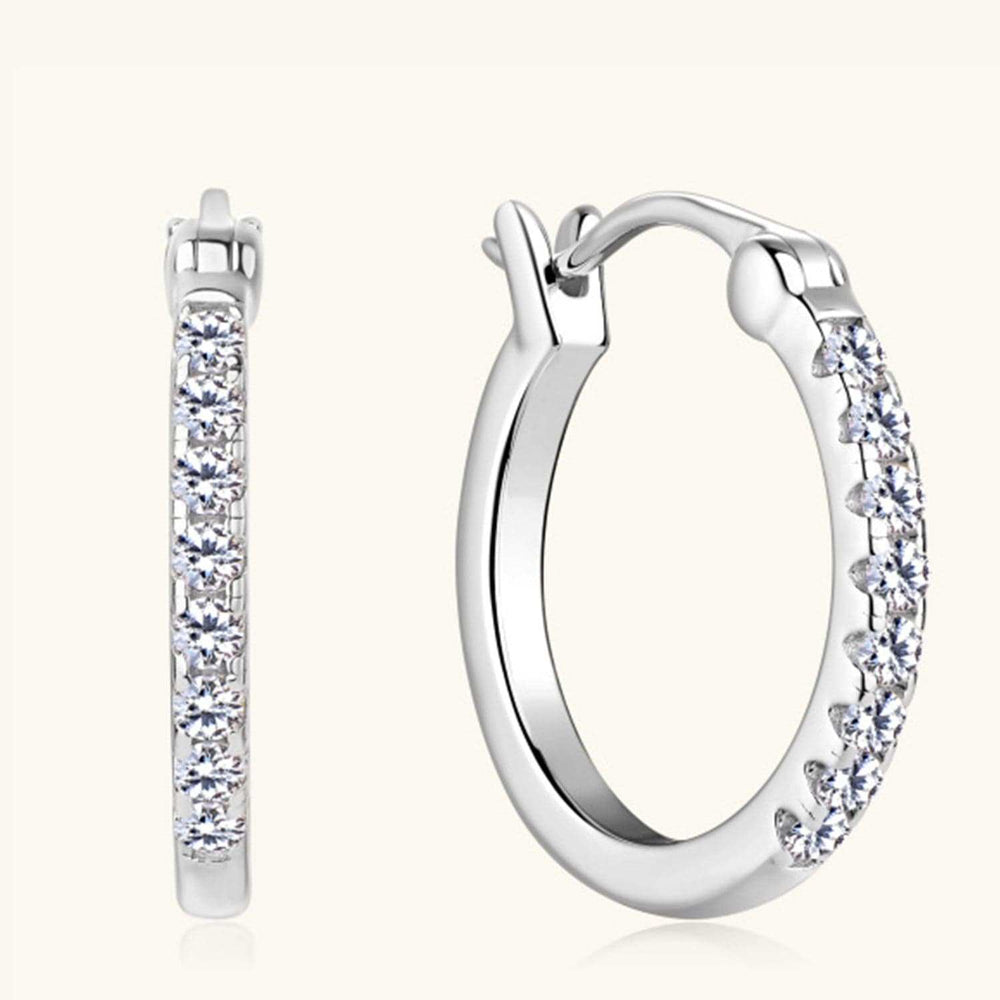925 Sterling Silver Moissanite Huggie Earrings - Trendsi - Flyclothing LLC