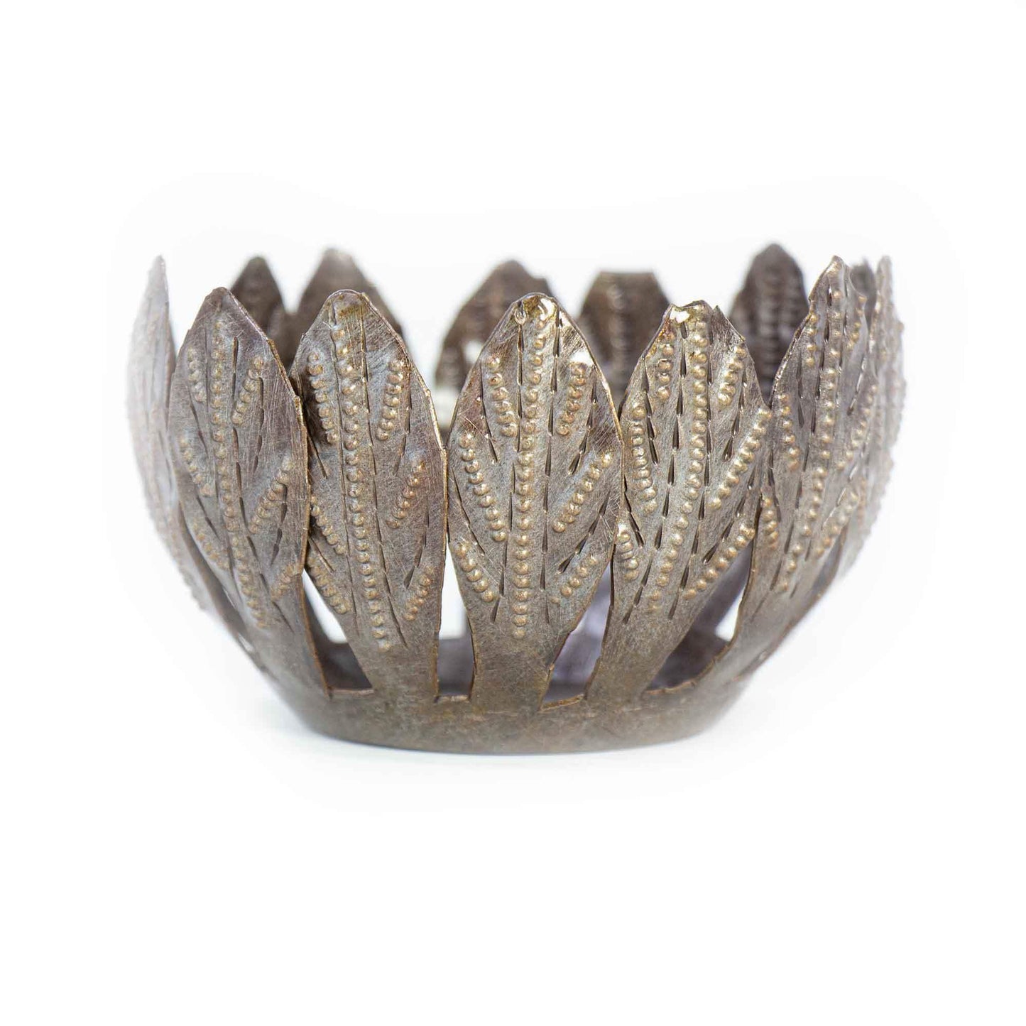 Decorative Drum Art Bowl or Votive, Mango Leaf - Haitian Artisans - Flyclothing LLC