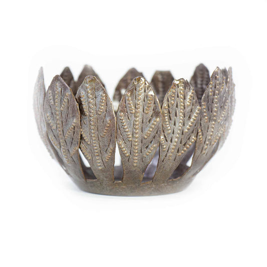 Decorative Drum Art Bowl or Votive, Mango Leaf - Haitian Artisans