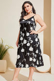 Plus Size Floral Lace Trim Side Slit Night Dress - Trendsi