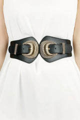 Shell Double Buckle Elastic Wide Belt - Trendsi - Flyclothing LLC