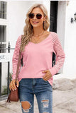 V-Neck Long Raglan Sleeve Top - Trendsi - Flyclothing LLC