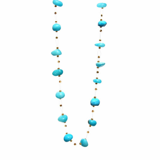 Floating Stone & Maasai Bead Necklace, Turquoise - Jedando