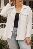 Plus Size Snap Down Dropped Shoulder Jacket - Trendsi - Flyclothing LLC