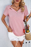 V-Neck Short Sleeve T-Shirt - Trendsi - Flyclothing LLC