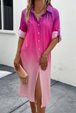 Gradient Long Sleeve Shirt Dress - Trendsi
