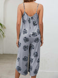 Botanical Print Spaghetti Strap Scoop Neck Jumpsuit - Trendsi - Flyclothing LLC