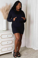 Culture Code Full Size Drawstring Long Sleeve Hooded Dress - Trendsi