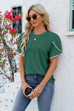 Round Neck Petal Sleeve T-Shirt - Trendsi