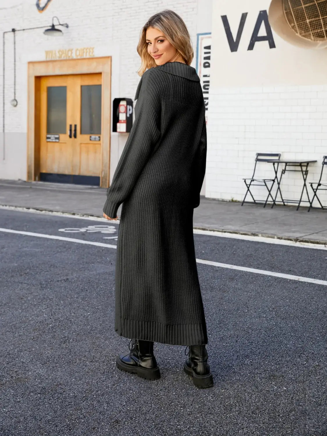 Full Size Collared Open Front Duster Cardigan - Trendsi - Flyclothing LLC