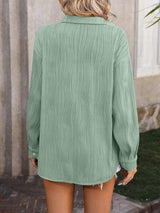 Button Up Dropped Shoulder Shirt - Trendsi - Flyclothing LLC