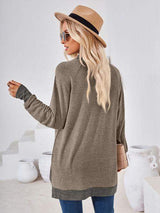Contrast Mock Neck Long Sleeve T-Shirt - Trendsi - Flyclothing LLC