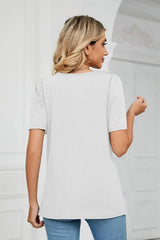 Square Neck Puff Sleeve Tee Shirt - Trendsi - Flyclothing LLC
