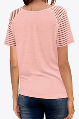 V-Neck Raglan Sleeve Tee - Trendsi - Flyclothing LLC