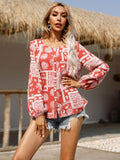 Round Neck Button Down Shirt - Trendsi