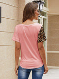 Leopard Deep V Short Sleeve Top - Trendsi - Flyclothing LLC