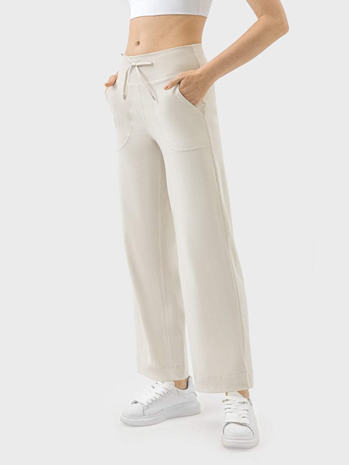 Drawstring Active Pants with Pockets - Trendsi - Flyclothing LLC