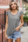 Ruffled Ruched Round Neck Tank - Trendsi