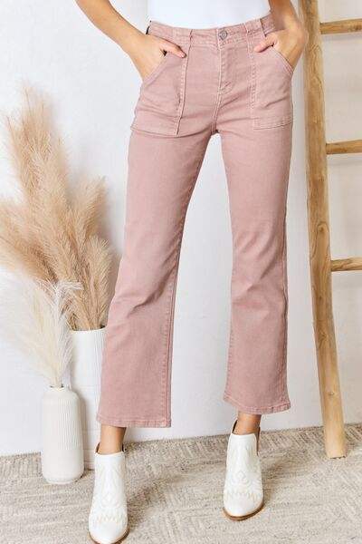RISEN Full Size High Rise Ankle Flare Jeans - Trendsi - Flyclothing LLC