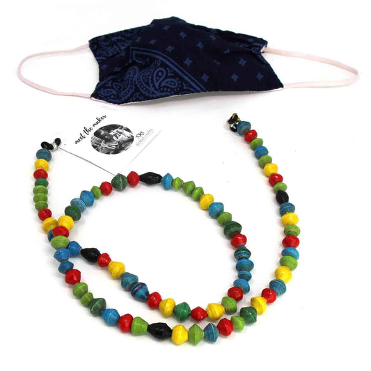 Face Mask/Eyeglass Paper Bead Chain, Colorful Round Beads - Creative Alternatives