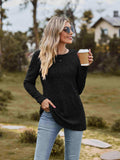 Ribbed Round Neck Long Sleeve Tee - Trendsi - Flyclothing LLC