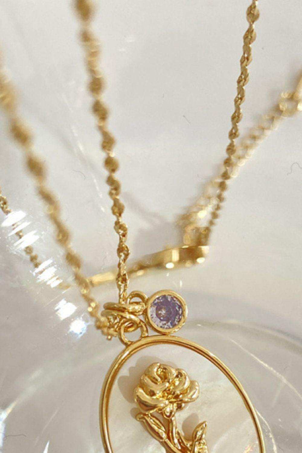 Flower Shell Pendant Copper Necklace - Trendsi - Flyclothing LLC