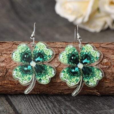 Lucky Clover Acrylic Dangle Earrings - Trendsi - Flyclothing LLC