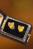 2 Carat Yellow Heart Moissanite Platinum-Plated Earrings - Trendsi