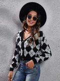Geometric Button Up Long Sleeve Cardigan - Trendsi - Flyclothing LLC