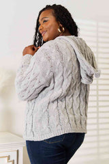 Woven Right Cable-Knit Hooded Sweater - Trendsi - Flyclothing LLC