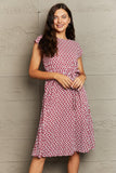 Round Neck Tie Waist Dress - Trendsi