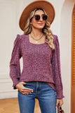 Square Neck Flounce Sleeve T-Shirt - Trendsi - Flyclothing LLC
