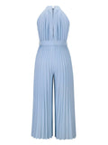 Cutout Tied Pleated Sleeveless Jumpsuit - Trendsi - Flyclothing LLC