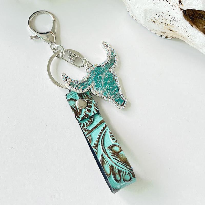 Rhinestone Bull Keychain - Trendsi