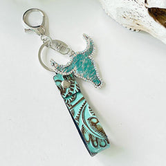 Rhinestone Bull Keychain - Trendsi