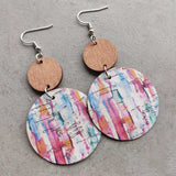 Round Shape Wooden Dangle Earrings - Trendsi - Flyclothing LLC