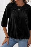 Gathered Detail Round Neck T-Shirt - Trendsi