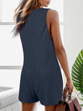 Waffle-Knit Scoop Neck Wide Strap Romper - Trendsi - Flyclothing LLC