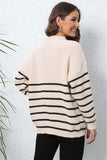 Mock Neck Long Sleeve Zip-Up Sweater - Trendsi