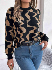 Round Neck Long Sleeve Sweater - Trendsi
