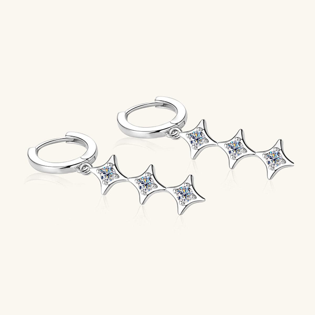 Moissanite 925 Sterling Silver Geometric Shape Earrings - Flyclothing LLC