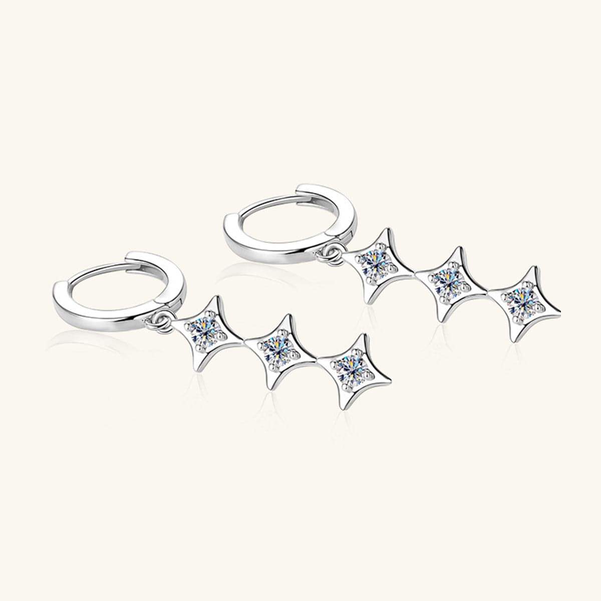 Moissanite 925 Sterling Silver Geometric Shape Earrings - Trendsi - Flyclothing LLC