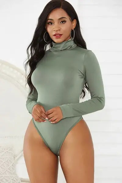 Turtleneck Long Sleeve Bodysuit - Trendsi - Flyclothing LLC