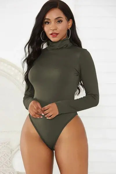 Turtleneck Long Sleeve Bodysuit - Trendsi - Flyclothing LLC