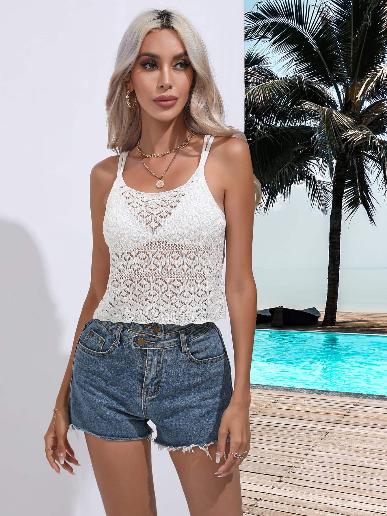 Spaghetti Strap Scoop Neck Knit Cami - Trendsi - Flyclothing LLC