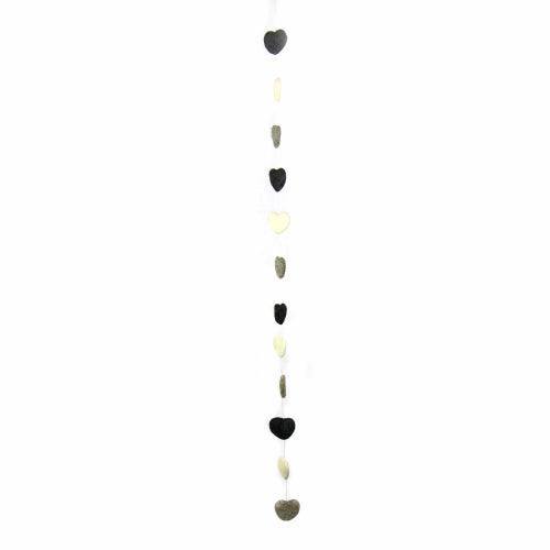Hand Crafted Felt from Nepal: Hearts Garland, Grey - Global Groove Direct