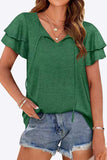 Tie-Neck Layered Flutter Sleeve Blouse - Trendsi - Flyclothing LLC