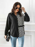 Contrast Button Up Long Sleeve Shirt - Trendsi - Flyclothing LLC