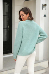 Round Neck Ribbed Long Sleeve Sweater - Trendsi - Flyclothing LLC