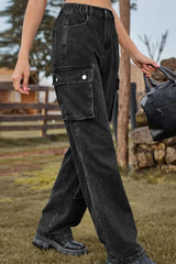 Loose Fit Long Jeans with Pockets - Trendsi - Flyclothing LLC